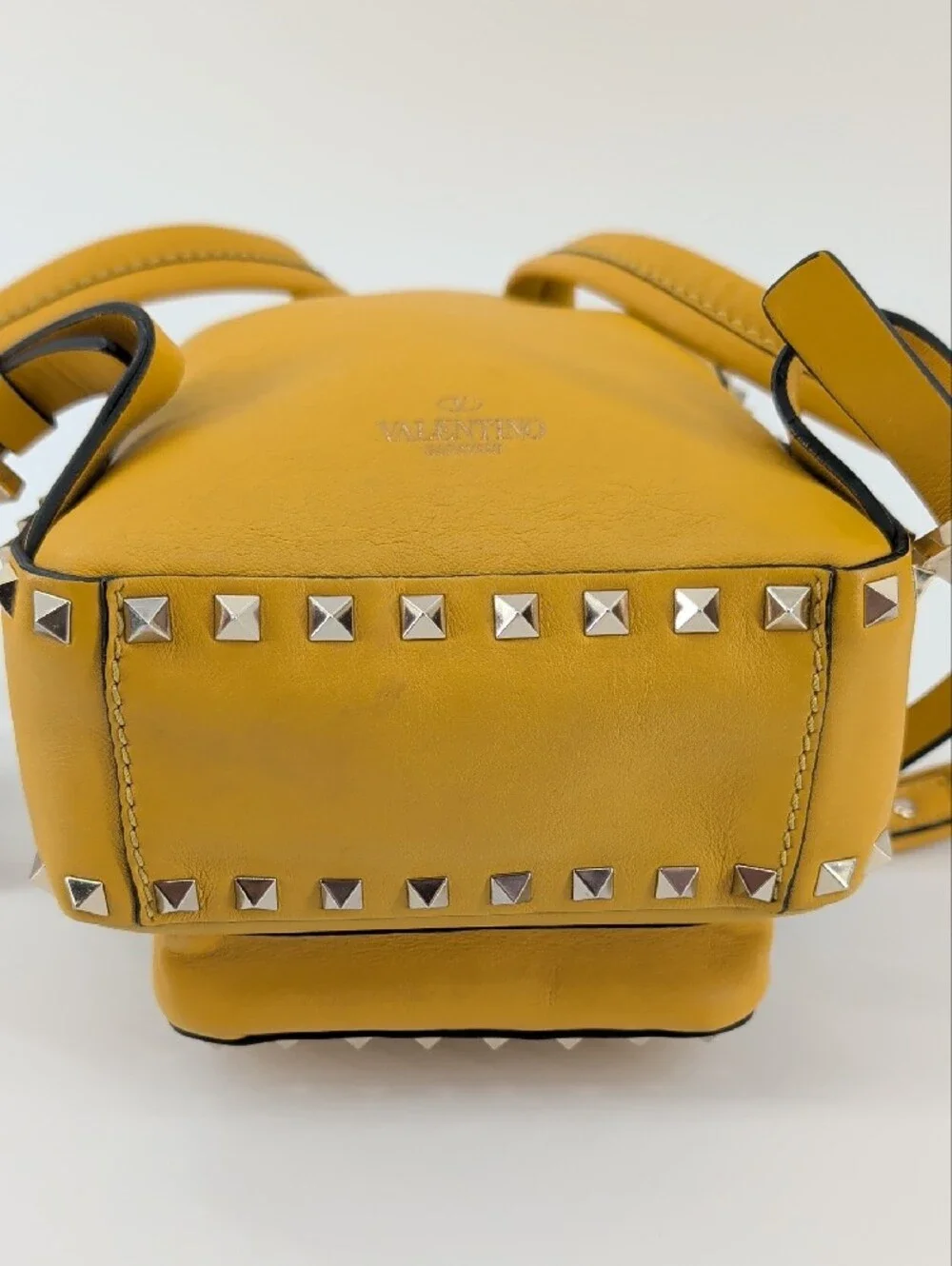 Valentino Yellow Studded Mini Leather Backpack